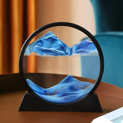 3D 모래 시계 Quicksand 움직이는 모래 아트 그림 라운드 유리 심해 Sandscape 공예 흐르는 그림 홈 오피스 작업 장식