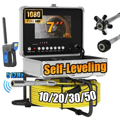 하수구 검사 카메라 -512Hz 자동 수평 조절 하수구 카메라 17/23mm 프로브 5배 줌, 방수 내시경 카메라 12 LED