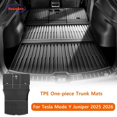 테슬라 모델 Y 주니퍼 2025 2026 트렁크 매트 TPE 방수 미끄럼 방지 스크래치 방지 통합 카고 라이너 차량 등받이 패드