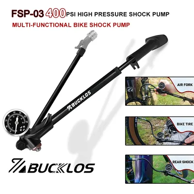 BUCKLOS 400PSI 자전거 쇼크 펌프 MTB 로드 바이크 알루미늄 합금 원클릭 디플레이트 기능 에어 포크/타이어/쇼크 펌프용