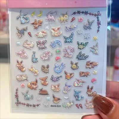 Eeveelution 네일 스티커 포켓몬 애니메이션 주변 장치 귀여운 만화 창의력 절묘한 새로운 패션 Diy