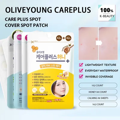 올리브영 케어 플러스 스팟 커버 스팟 패치, 하이드로겔 텍스처, 피부에 꼭 맞는, 잡티 피부, 한국 스킨케어, K-뷰티, 한국 메이크업