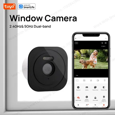 3MP 2K 투야 창문 카메라, 2.4GHz 및 5GHz 와이파이 실내 컬러 야간 시야, 사람 움직임 감지, 간편한 설치