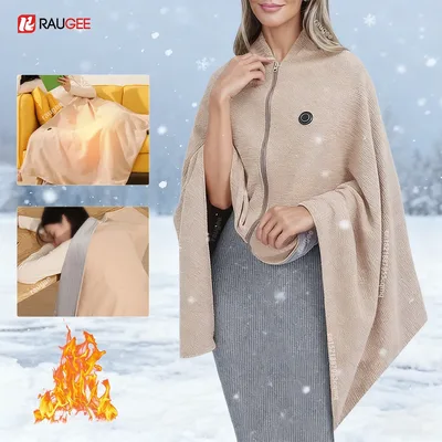 USB 충전식 웨어러블 전기 담요, 휴대용 온열 담요, 어깨용 전기 히팅 숄, 3단계 온도 조절 기능