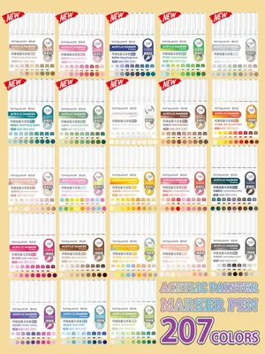 Languo 9pcs/box 소프트 브러쉬 아크릴 마커 펜 세트, DIY 손으로 그린, 페인트 아트 펜, 학생 낙서 M720