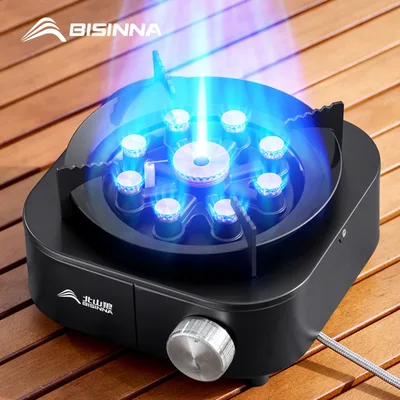 BISINNA 휴대용 캠핑 가스 스토브 10000W 고화력 강력한 화력 버너 야외 여행 바베큐 피크닉 하이킹용