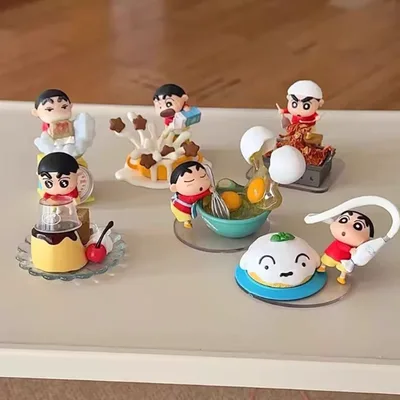 레멘트 1:1 짱구는 못말려 요리 도우미 미니어처 씬 피규어 세트 트렌디 장난감 데스크탑 블라인드 박스 크리스마스 선물
