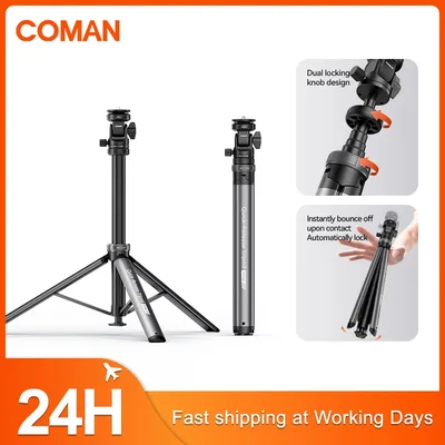 COMAN MT68 원클릭 팝업 퀵 릴리즈 라이트 스탠드 사진 촬영용 라이트 DSLR 카메라 삼각대 7단 연장 2.12M 알루미늄