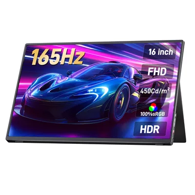 16인치 2.5K 165hz 144hz 휴대용 모니터 1920*1200 16:10 100%sRGB 450Cd/m² 노트북 스위치 ps4 ps5 Xbox용 여행용 게임 디스플레이