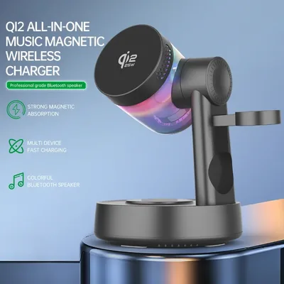 Qi2 25W RGB 라이트 마그네틱 무선 충전기 아이폰 17~12 애플 & 삼성 워치 & 에어팟 프로 고속 충전 블루투스 스피커