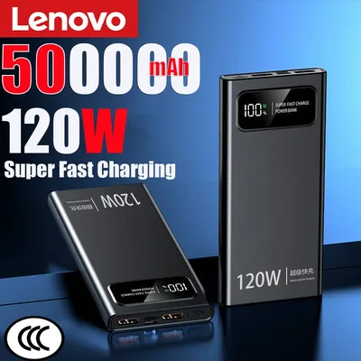 신제품 500000mAh 파워뱅크 120W 초고속 충전 배터리 대용량 디지털 디스플레이 파워뱅크 아이폰 삼성 화웨이용