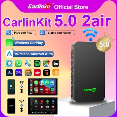 CarlinKit 5.0 유선-무선 안드로이드 오토 박스 무선 CarPlay 어댑터 스마트 카 Ai 박스 WiFi 블루투스 자동 연결 플러그 앤 플레이