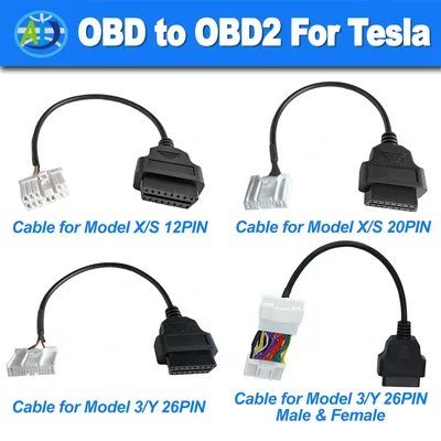 테슬라 12핀 20핀 26핀 OBD 케이블 테슬라 모델 X/S/3/Y OBD2 진단 어댑터 OBD-OBDII 연결 하네스 X431용