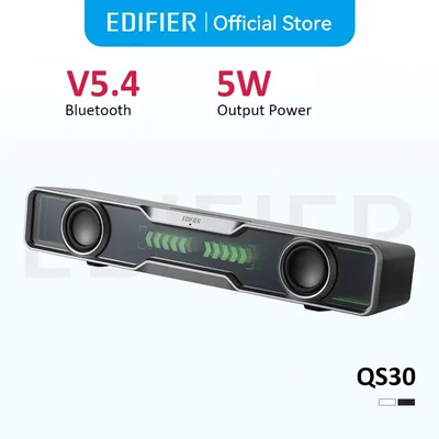 Edifier 데스크탑 PC 사운드바 QS30 USB-A 유선 스피커 게이밍(블루투스 5.4 통합 마이크, 조명 효과, PC 노트북용)