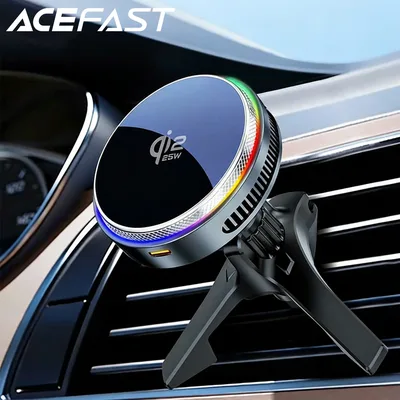 ACEFAST Qi2 25W 마그네틱 무선 차량용 충전기 에어쿨링 RGB 라이트 폰 홀더 (차량용 라이터 포함) 아이폰 17용