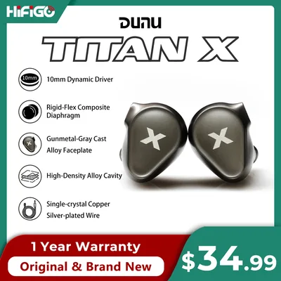 DUNU Titan X HiFi IEM 이어폰 듀얼 마그네틱 다이나믹 드라이버 금속 합금 하우징 오디오파일 게임용 3.5mm/TypeC 마이크 이어버드