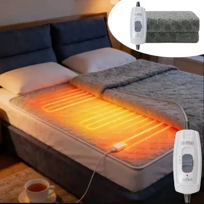 온열 담요, 부드러운 플란넬 셰르파, 전기 담요, 빠른 발열, 온열 투척 담요, 세탁기 사용 가능, 1.5x0.7m