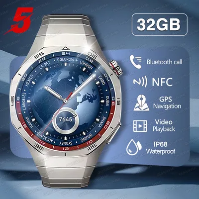 2026 새로운 워치 5 프로 GPS 지도 내비게이션 스마트워치 32G 메모리 비디오 음악 재생 NFC 통화 티타늄 합금 방수 스마트워치 남성용