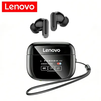 Lenovo V11 TWS 무선 이어폰 터치 스크린 디지털 디스플레이 블루투스 헤드셋 이어폰 ANC 소음 감소 헤드폰(마이크 포함)