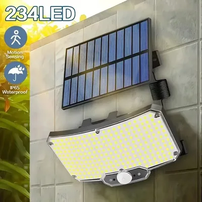 234LED 태양광 야외 조명 모션 센서 슈퍼 브라이트 원격 벽 투광등 보안 방수 파티오 정원 차고 1~2개