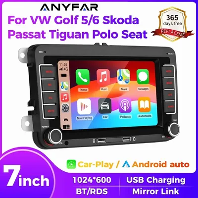 7인치 2딘 HD 차량용 미디어 비디오 RDS 에어플레이 카 라디오 CarPlay 안드로이드 오토 스테레오 오디오 (폭스바겐/세아트/스코다/파사트/골프/폴로용)