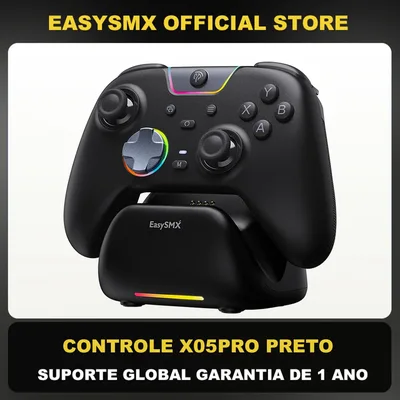 EasySMX X05Pro PC/스위치/폰용 충전 도크 컨트롤러, 무소음 버튼, 1000mAh 배터리, 홀 조이스틱, RGB, 인체공학적 그립