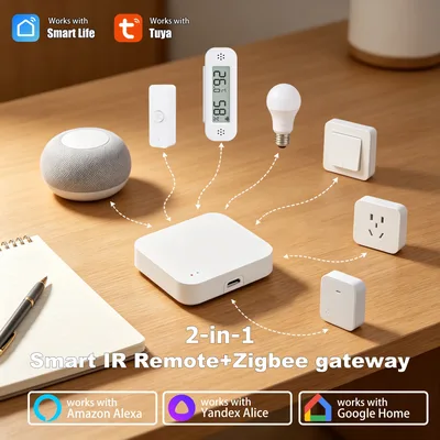 Tuya Zigbee 3.0 게이트웨이 IR 원격 제어 허브 Alexa Google Smart Life용 WiFi 메시 브리지