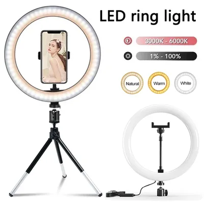 12인치 LED 링 라이트 사진 조명 휴대폰 링라이트 삼각대 스탠드 포함 USB 원형 조명 유튜브 휴대폰 비디오 라이브 방송용