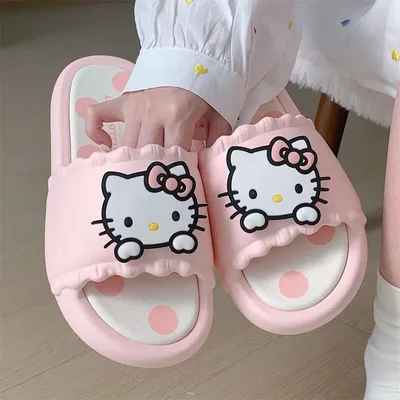새로운 스타일 귀여운 만화 캐릭터 키티 고양이 슬리퍼 여성용 여름 홈 실내용 미끄럼 방지 야외 샌들