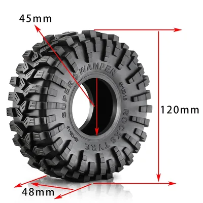 4pcs 1.9 "휠 타이어 모든 지형 120*48mm 1:10 RC 락 버기 크롤러 자동차 TRX4 Axial SCX10 90046 Capra