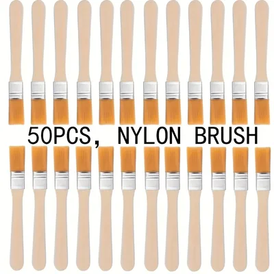 5인치 나일론 페인트 붓 50개, 나무 손잡이, 노란색 솔, 벽, 문, 캐비닛, 가구, 울타리 페인팅에 이상적