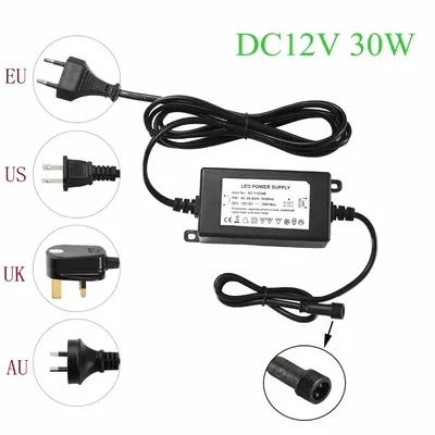 IP67 방수 DC12V 30W 변압기 전원 공급 장치 드라이버 LED 조명 야외 또는 실내 EU,US,UK,AU 플러그 입력100-240V