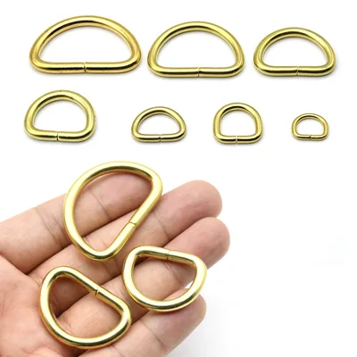 2Pcs 솔리드 브래스 D 링 버클 가방 부품 스트랩 벨트 지갑 웨빙 개 목걸이 10-38mm 내부 너비 가죽 공예 액세서리