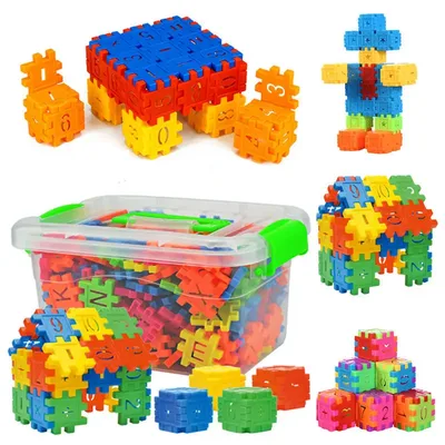 88Pcs 디지털 편지 큐브 빌딩 블록 조립 DIY 크리 에이 티브 벽돌 스토리지 박스 아기 조기 교육 완구 어린이를위한