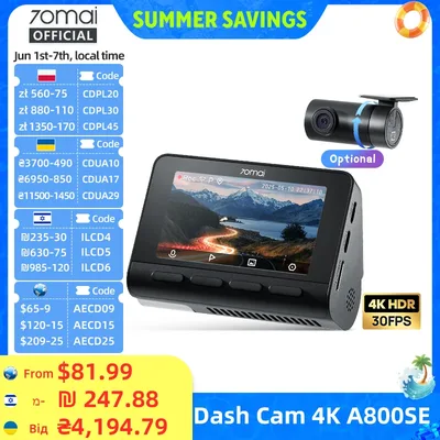 70mai 4K 블랙박스 A800SE A800S 음성 제어 슈퍼캡타이어 GPS ADAS 차량용 DVR UHD Wifi 6 업그레이드 버전